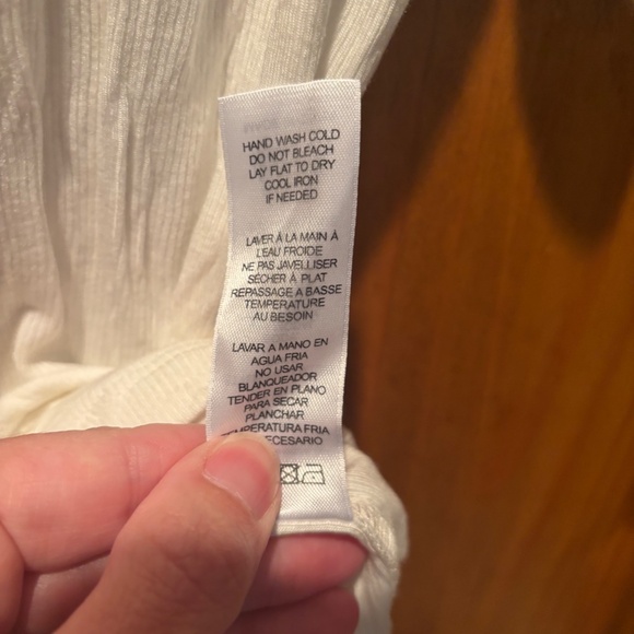 Frame Denim Crochet Trim Ribbed Short Sleeve Shirt White Small - Picture 6 of 7